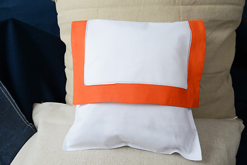Hemstitch Baby Square Envelope Pillow 12" SQ. Orange color
